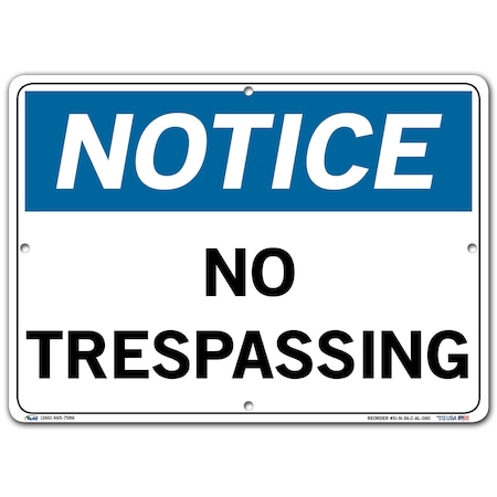 Vestil Aluminum Sign, 10-1/2" Height, 14-1/2" Width, Aluminum, Rectangle, English SI-N-36-C-AL-080